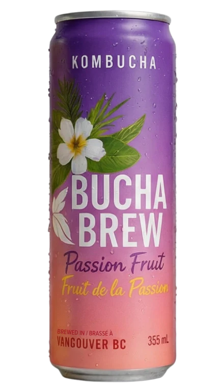 Bucha Brew Passion Fruit can
